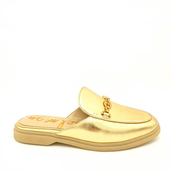 NEW Sam Edelman Kira Gold Mule Womens 8.5 Shiny Metallic Chic Glamorous Party - Picture 1 of 10